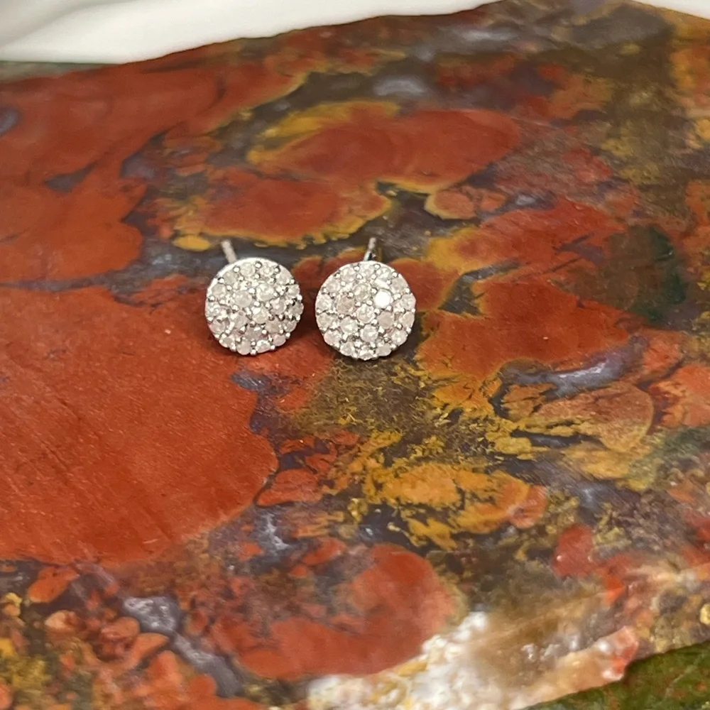 Adornia Diamond Pave Post Earrings set in 925 Silver. - Picture 2 of 7